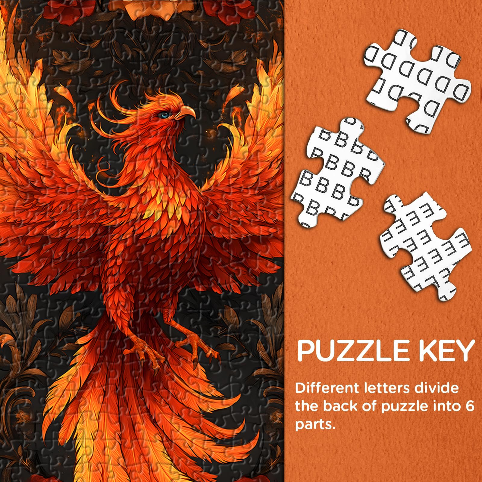Larkipuzz Phoenix Puzzles for Adults 1000 Pieces, Vintage Mythical